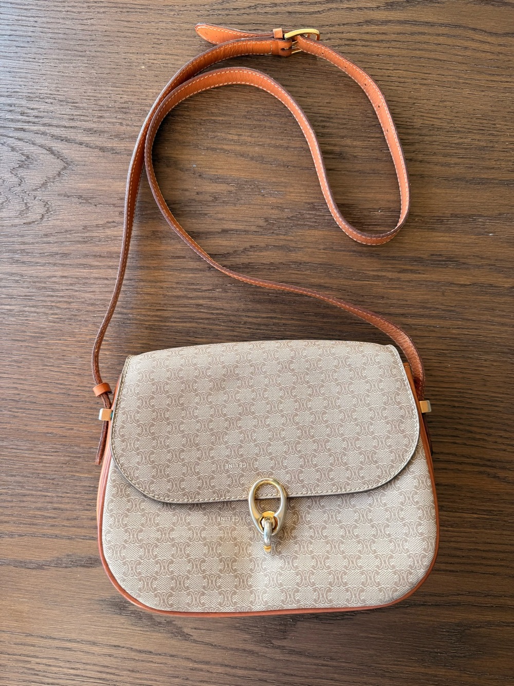 Vintage CELINE Macadam Canvas Triomphe Canvas Crossbody Bag